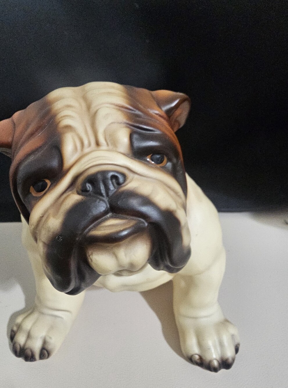 Bulldog Pet Figurine Ceramic Dog Decor - Cream and Brown